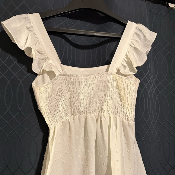 White Flirty Tank Top with Flutter Sleeves! - Picture 3 of 4